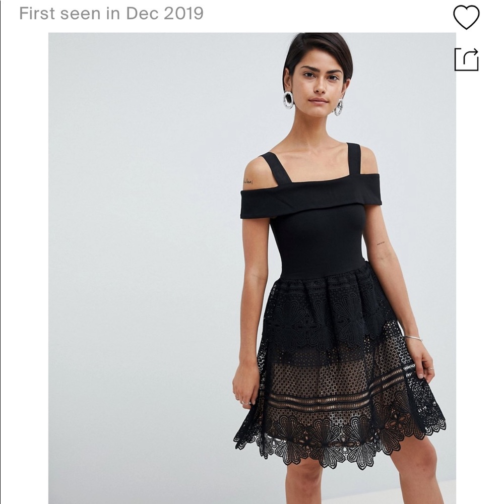 FRENCH CONNECTION
Amelia Lace Off Shoulder Dress-black